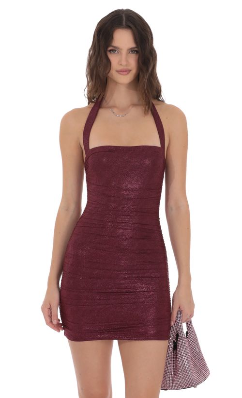 burgundy strappy sheer panel sequin bodycon dress Spaghetti Straps Homecoming Dresses sheer corset Sophia Thomas Prom 2026 Dresses|