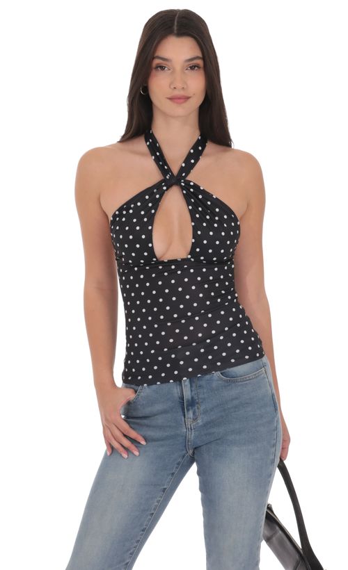 Satin Jacquard Halter Top in White | LUCY IN THE SKY