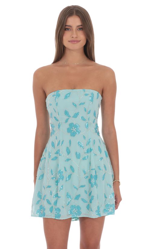 Halter Midi Dress in Light Blue | LUCY IN THE SKY