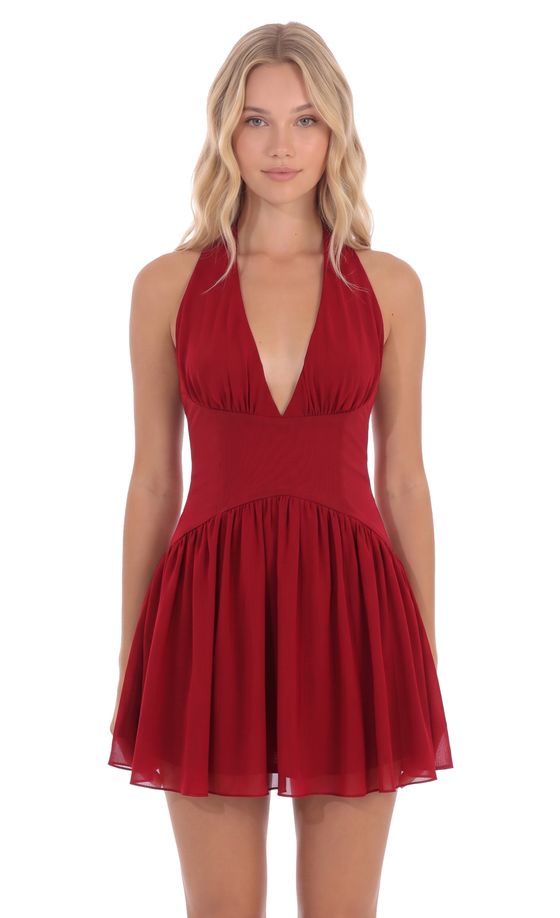 Halter Corset Mini Dress in Red
