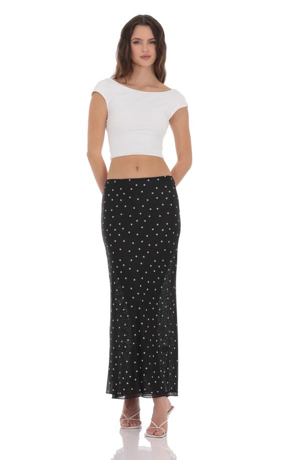 Mesh Polka Dot Skirt in Black