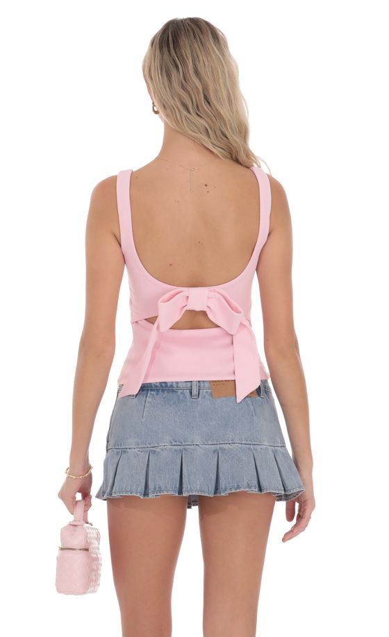 Back Bow Top in Pink