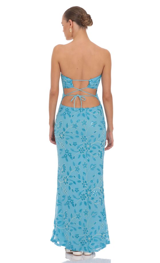 Grace Embellished Maxi Dress in Blue