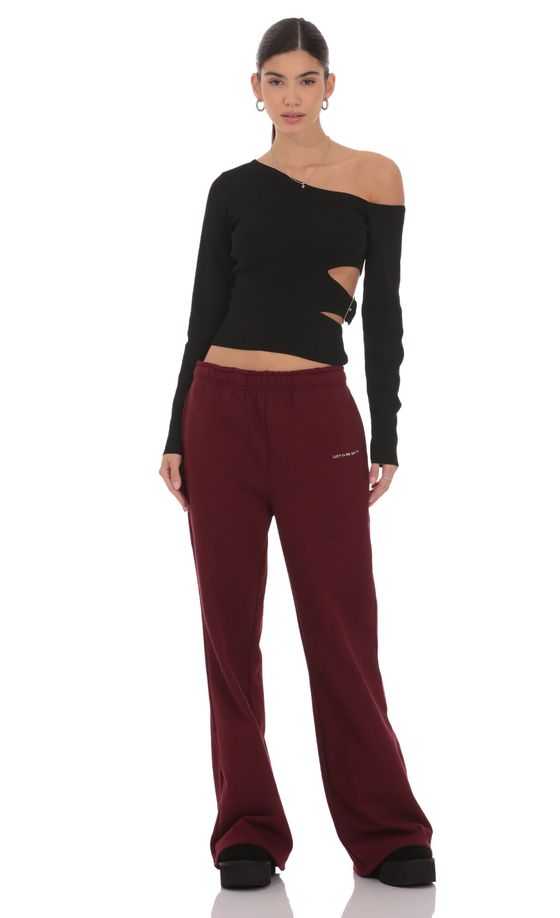 Cinchable Cuff Lucy Sweatpants in Burgundy