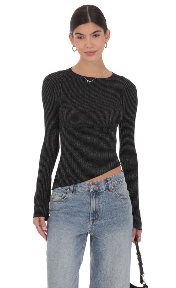 Shimmer Asymmetrical Top in Black
