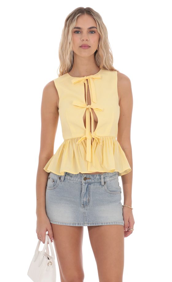 Pinstripe Peplum Vest in Yellow
