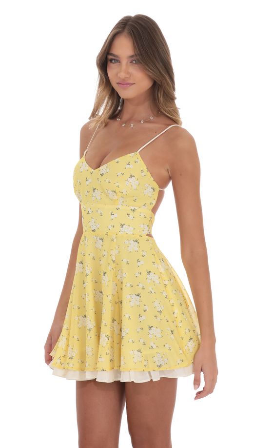 Floral Fit and Flare Dress in Yellow