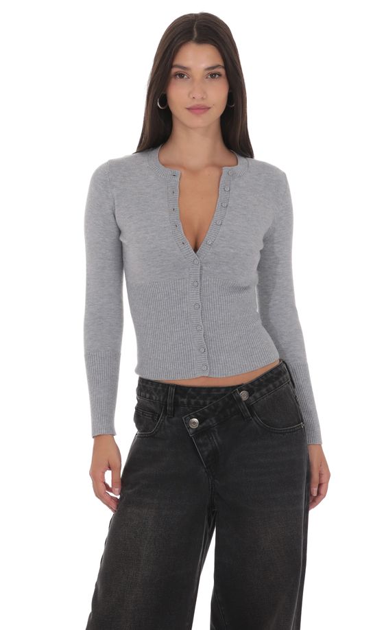 Cinched Knit Cardigan in Heather Grey