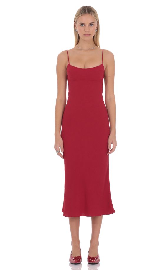 Open Back Midi Dress in Red