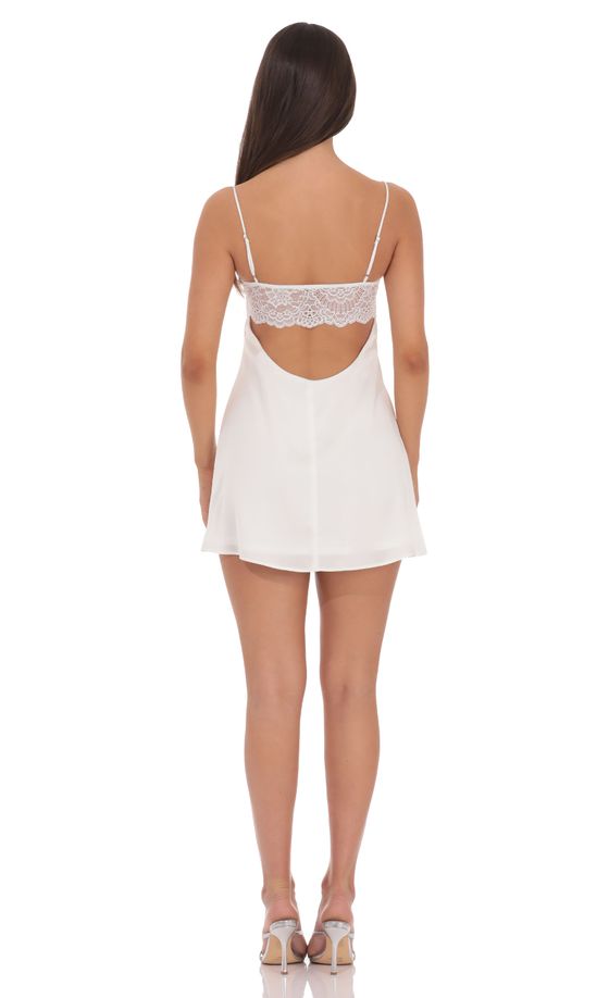 Scalloped Lace Mini Dress In White
