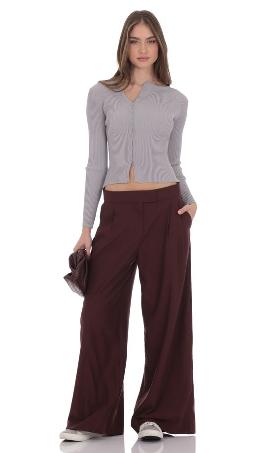 Pleated Baggy Trousers in Burgundy