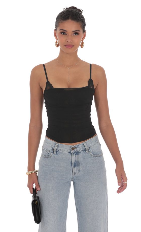Sheer Mesh Corest Top in Black