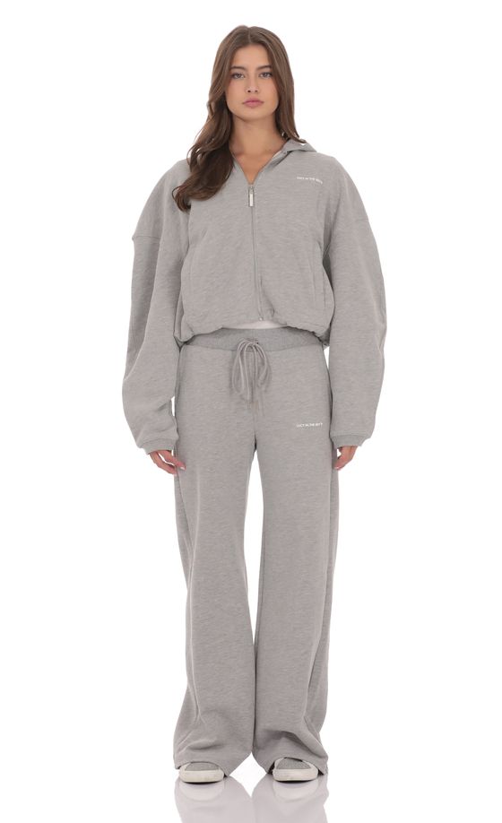 Fleece Straight Sweatpants in Grey