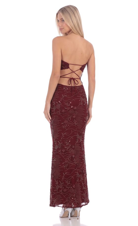 Embellished Maxi Dress in Burgundy