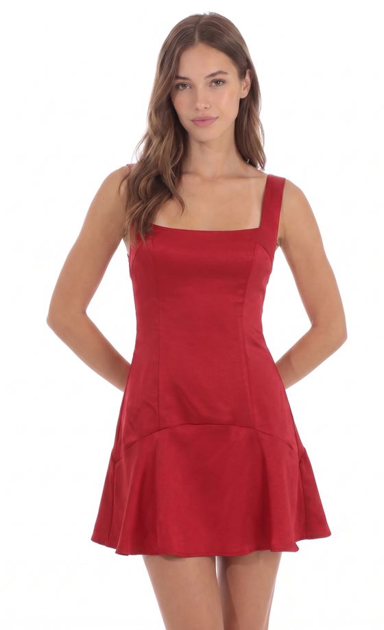 Flared Mini Dress in Red