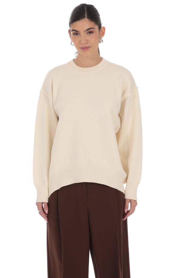 Oversized Knit Jumper in Ivory