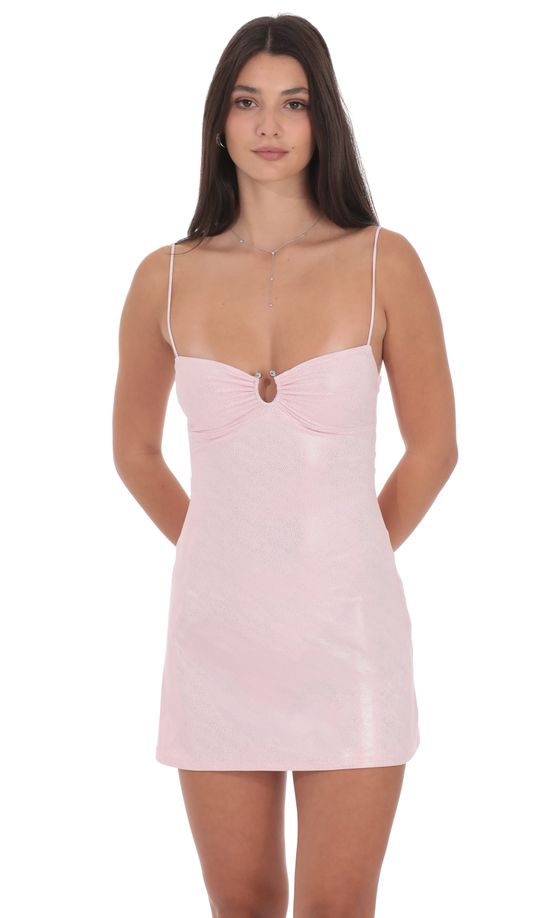 Foil Embellished Dress in Baby Pink
