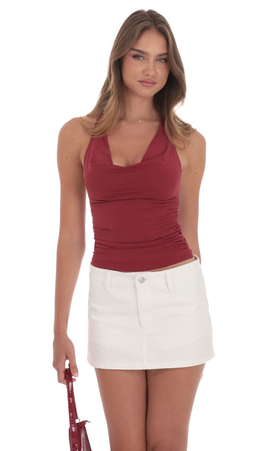 Denim Mini Skort in Ivory