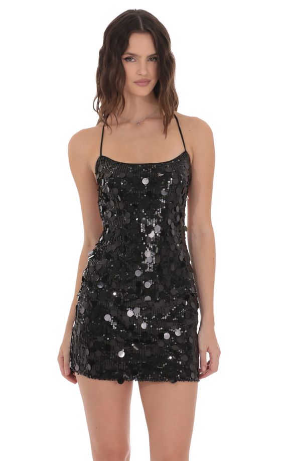 Multi Sequin Bodycon Dress in Black