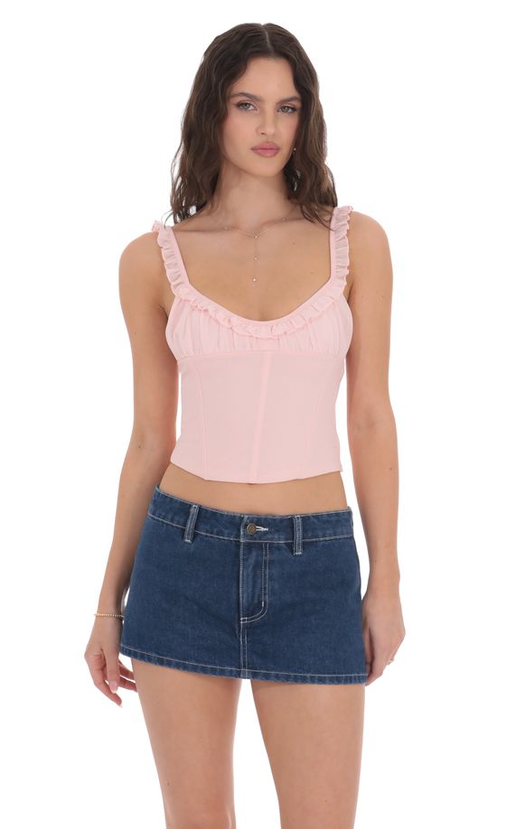 Denim Mini Skort in Blue