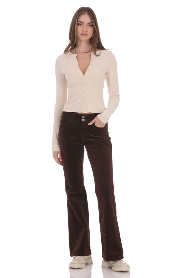 Corduroy Flare Jeans in Brown