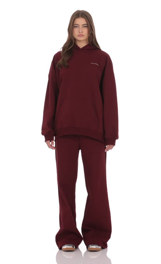 Cinchable Cuff Lucy Sweatpants in Burgundy
