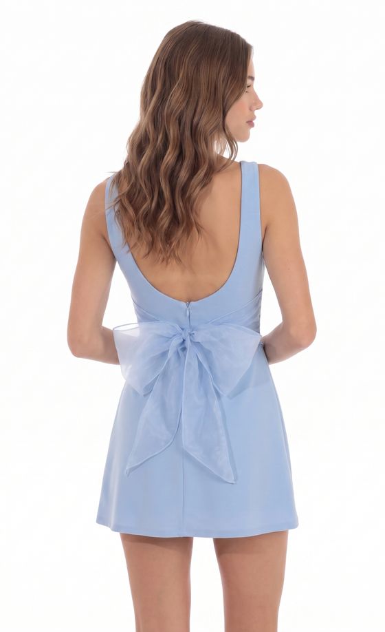 Back Bow Mini Dress in Light Blue