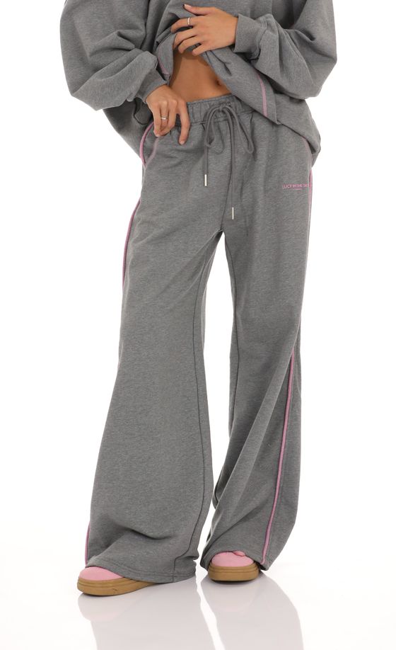 Two-Toned Cinchable Sweatpants in Grey