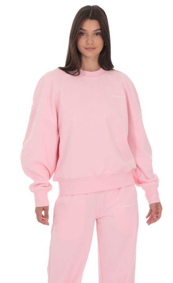 Lucy Oversized Cropped Crewneck in Pink