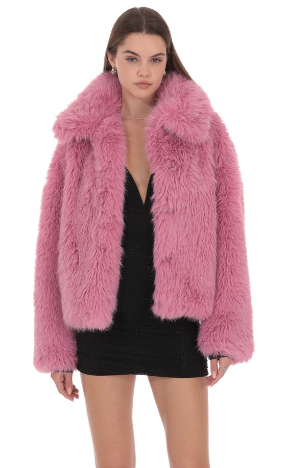 Corinne Faux Fur Jacket in Pink