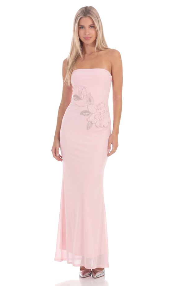 Embellished Maxi Dress in Blush Pink