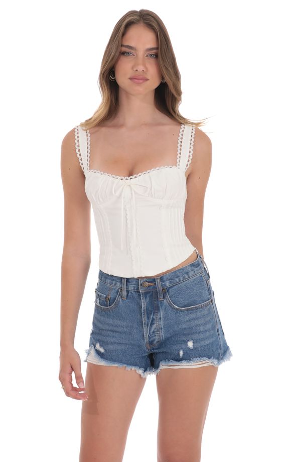 Distressed High Waisted Denim Shorts in Blue