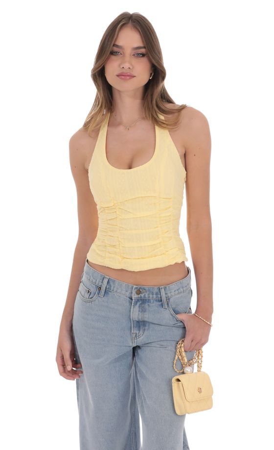 Dotted Halter Top in Yellow
