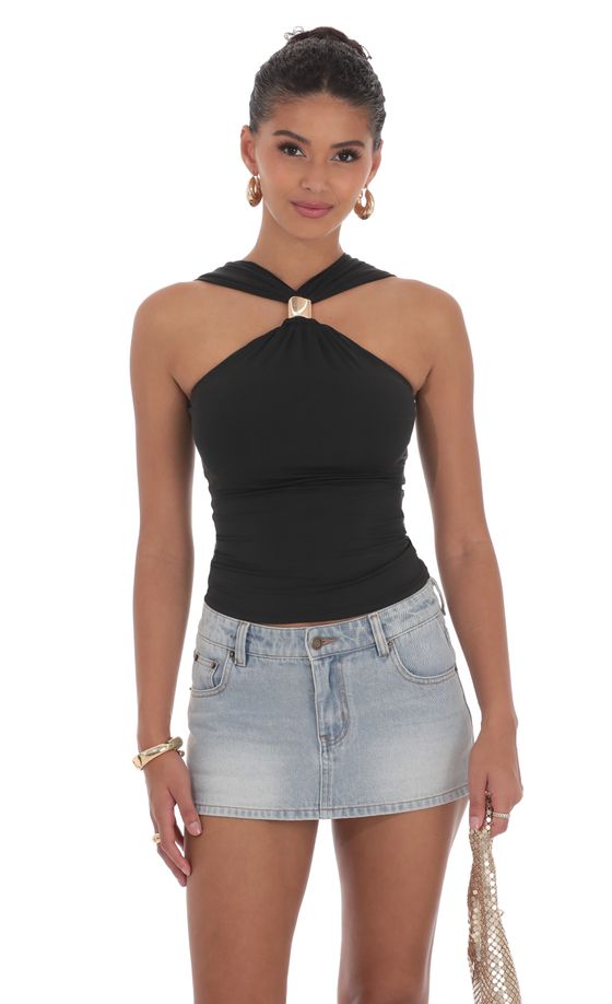 Gold Embellished Top in Black