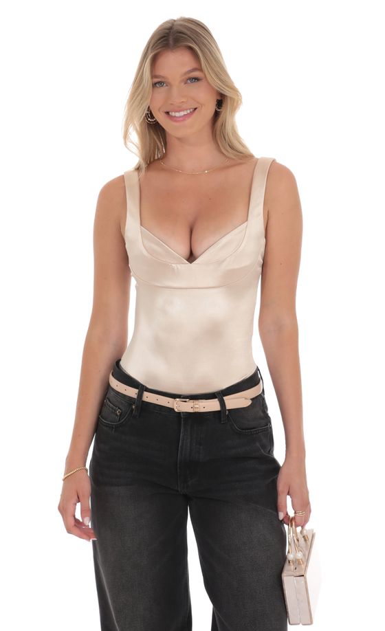 Satin Bodysuit in Champagne