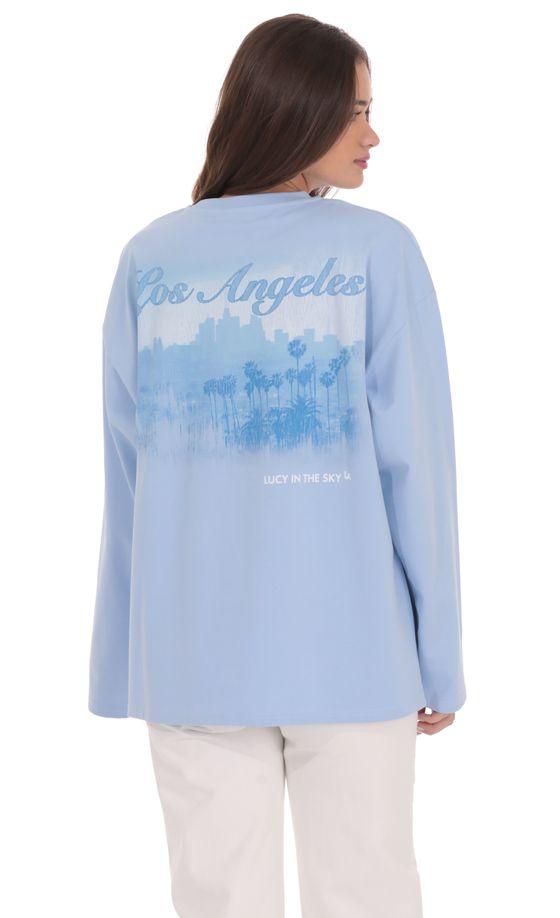 LA Graphic Crewneck Shirt in Light Blue