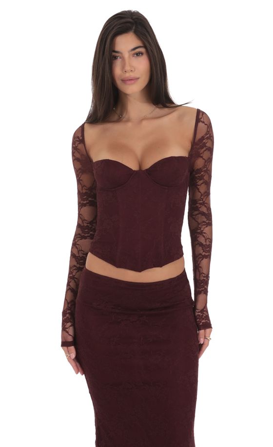 Кружевной топ с длинными рукавами