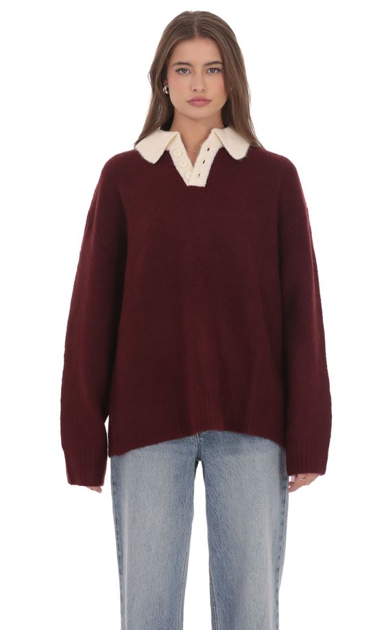 Джемпер в стиле регби бордового цвета