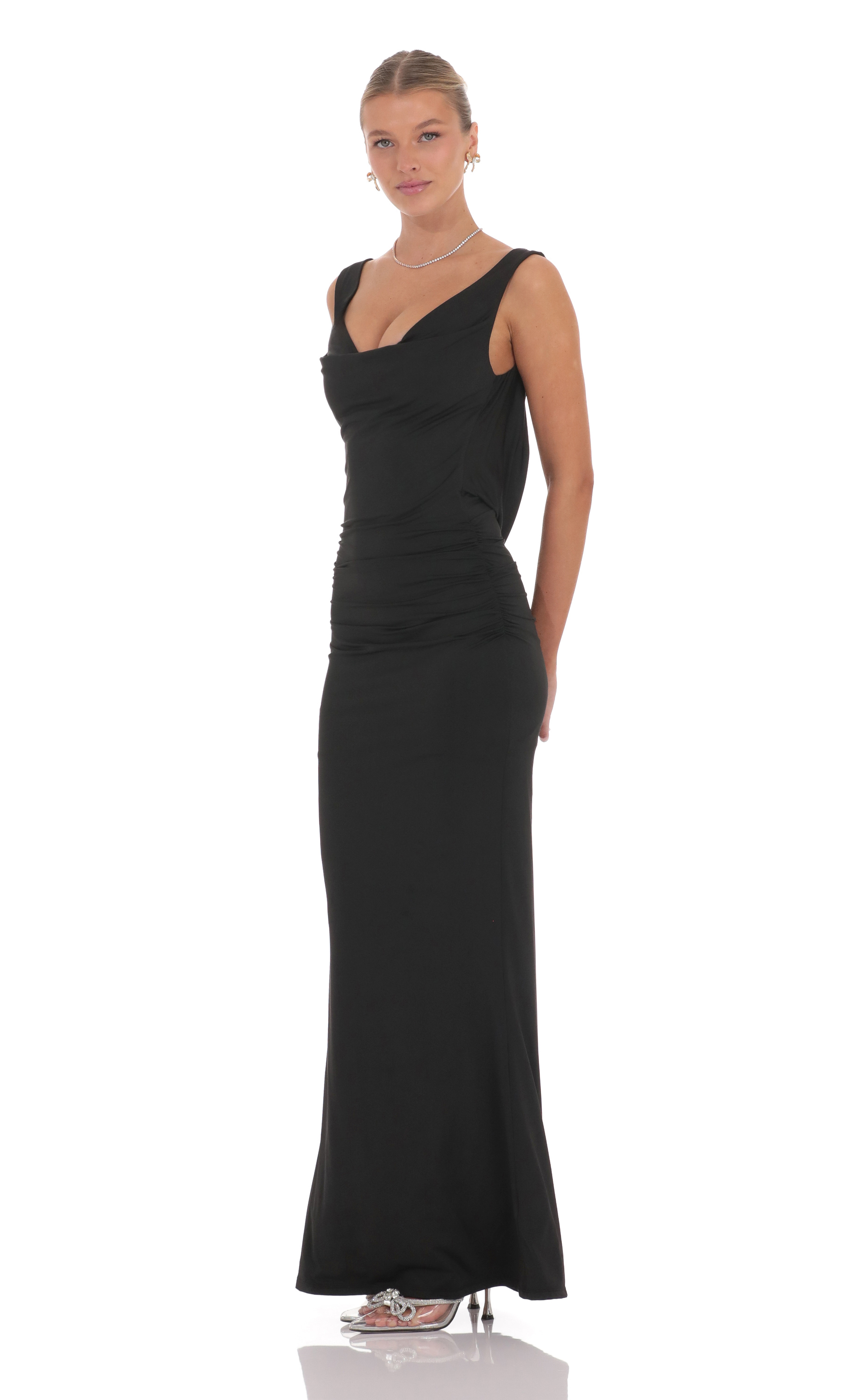 Pearl Open Back Maxi Dress in Black | LUCY IN THE SKY Pearl Open Back Maxi Dress in Black | LUCY IN THE SKY