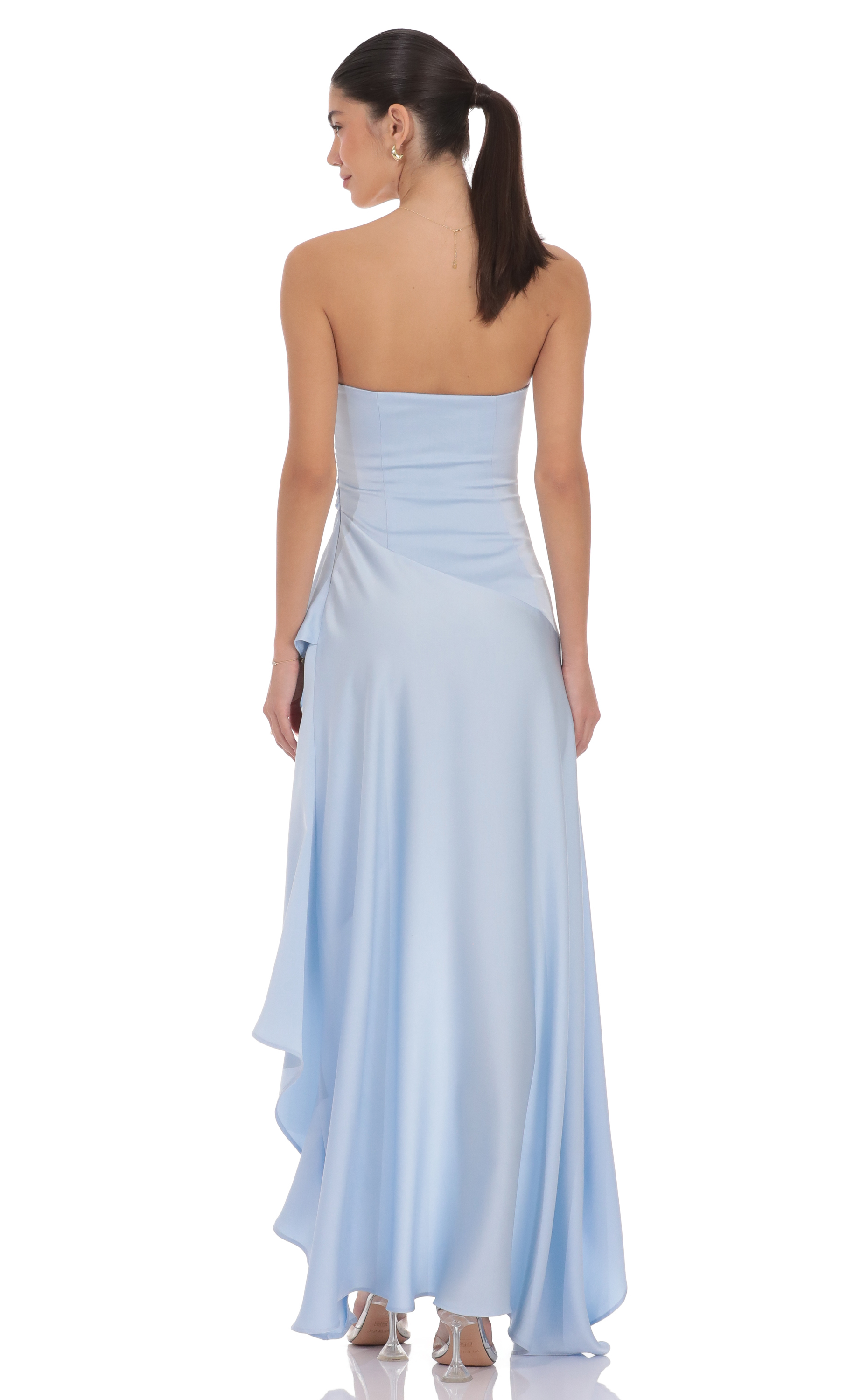 blue high low maxi dress Caelyn Blue Tiered Maxi Dress