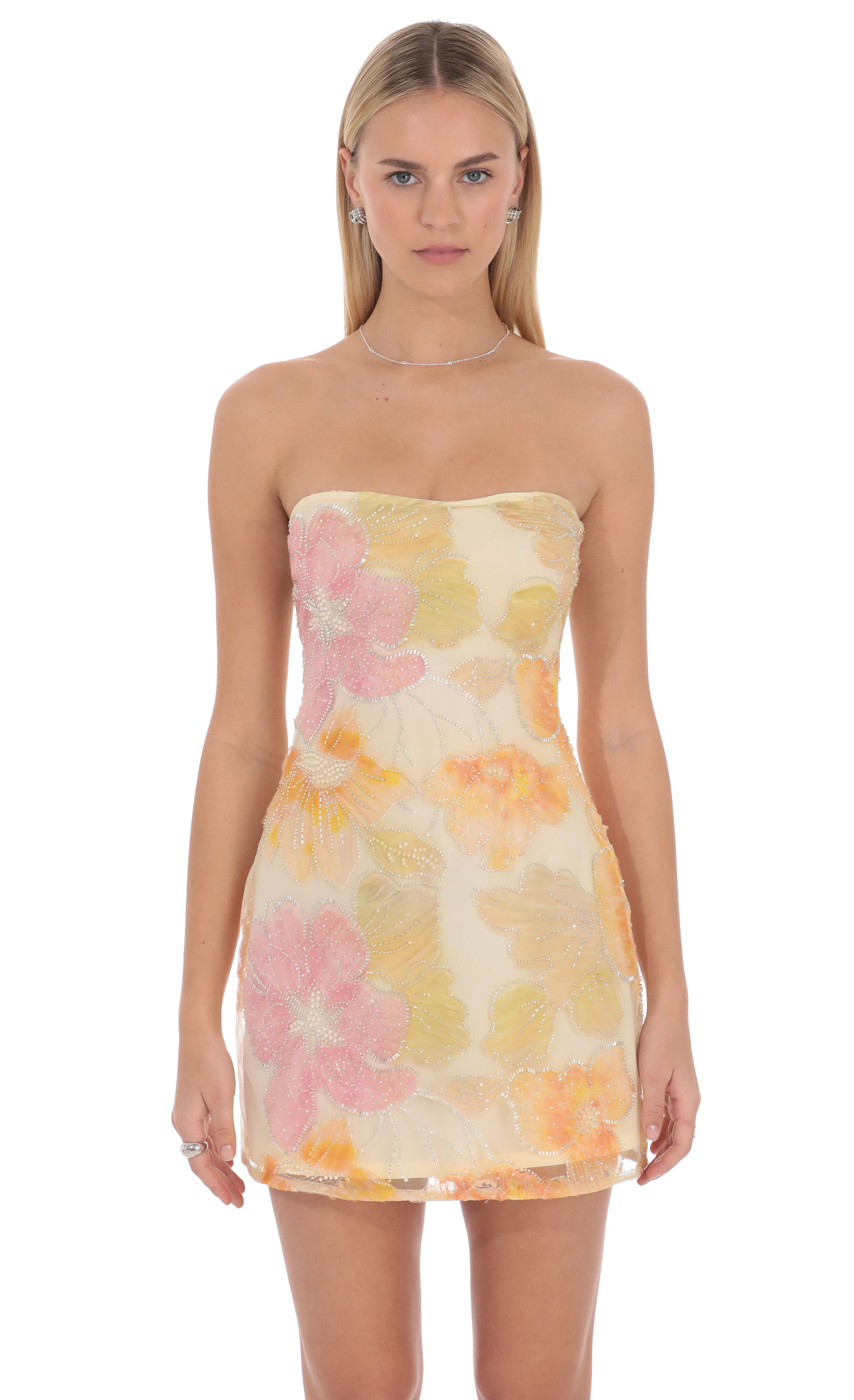 Search Results For Yellow Strapless Mini Dresses