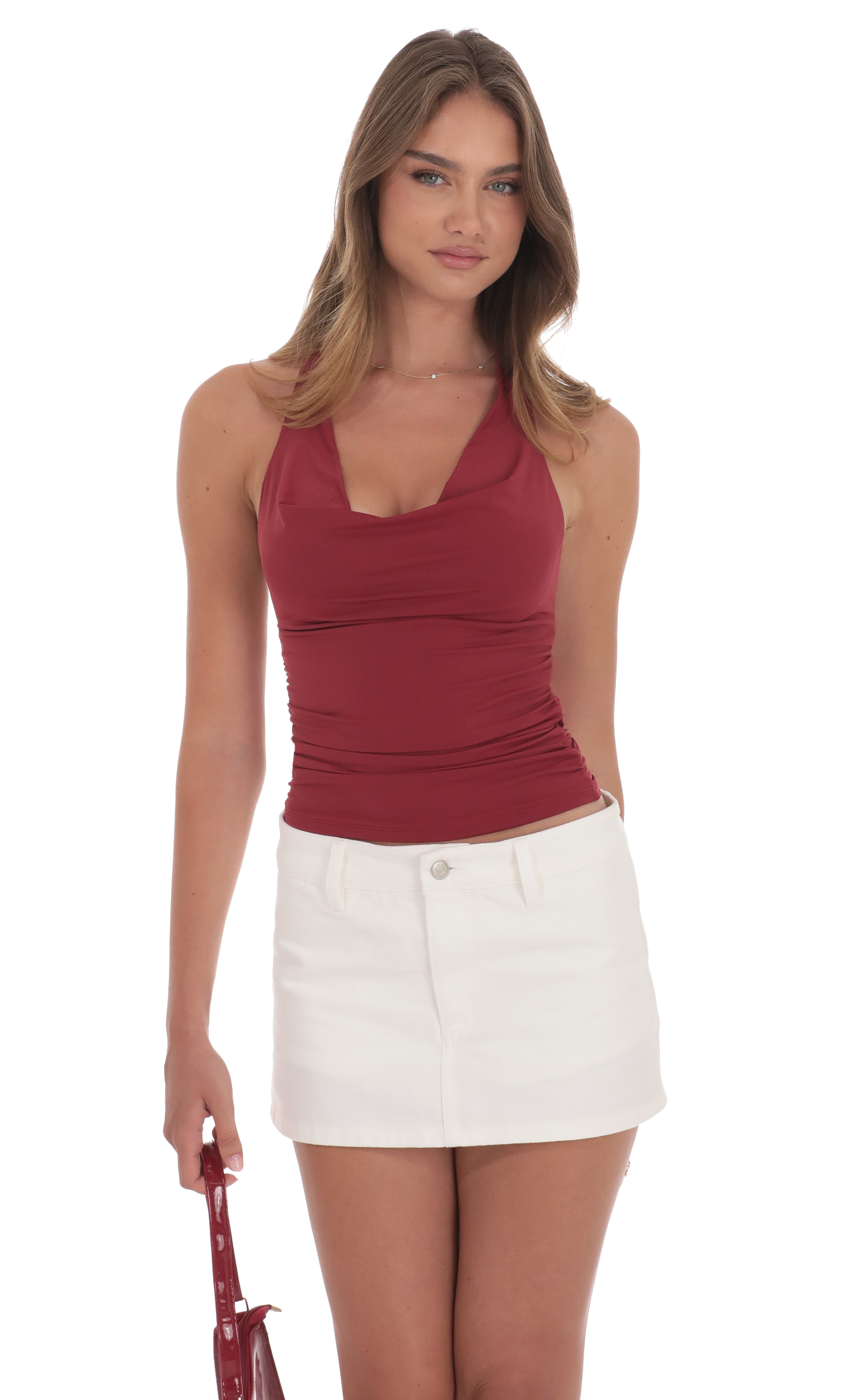 Denim Mini Skort in Ivory