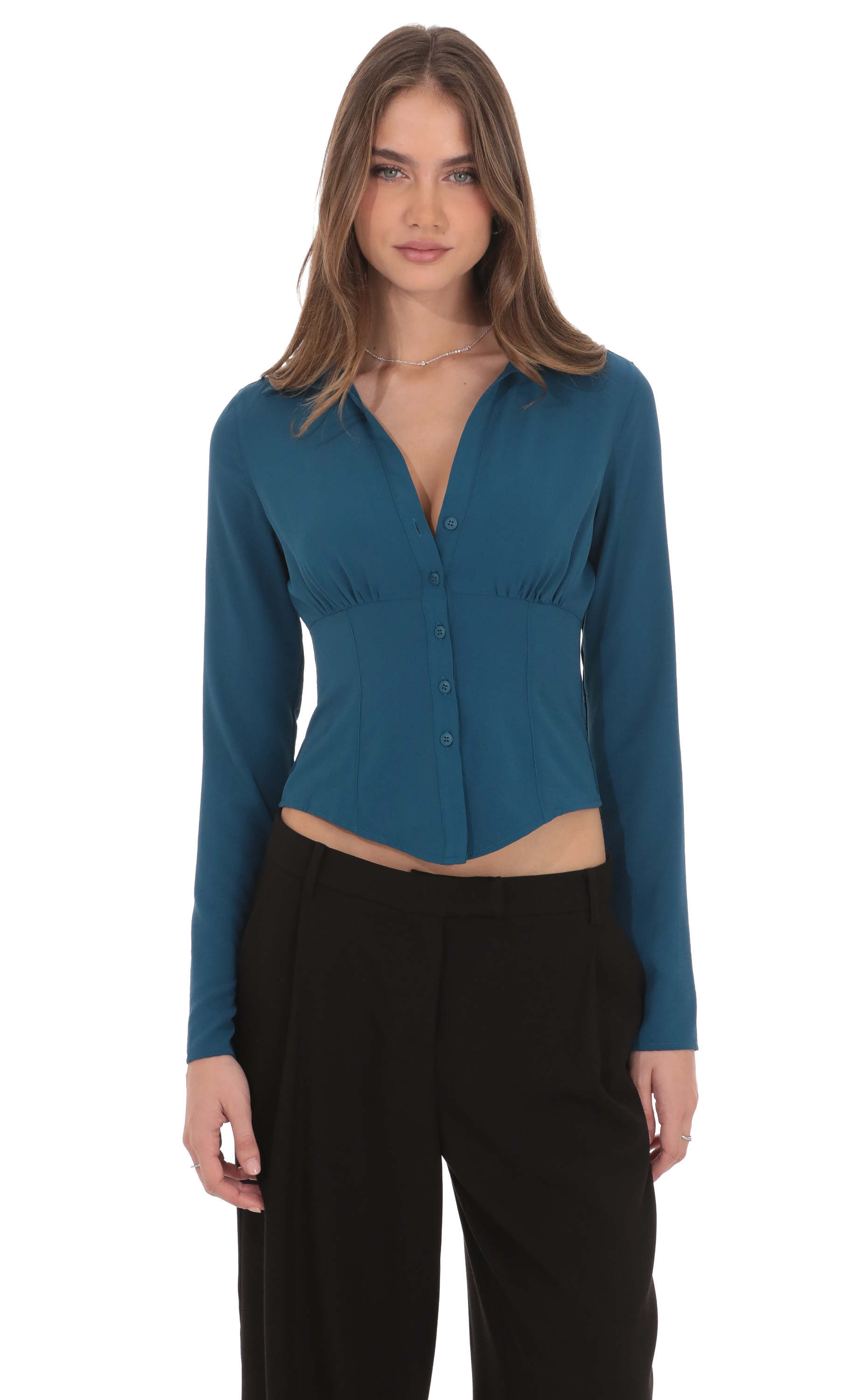 Button-Up Shirt in Teal