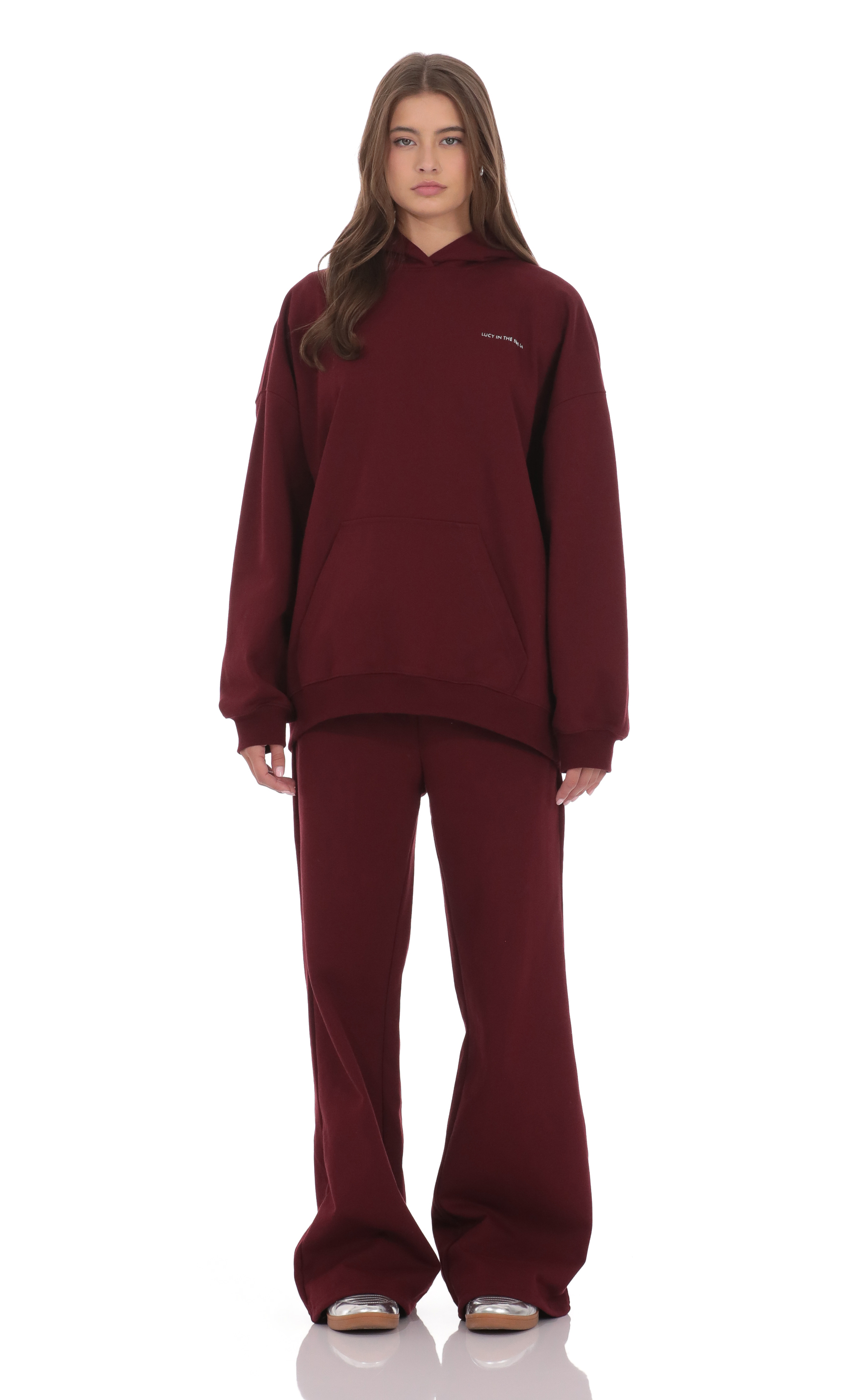 Cinchable Cuff Lucy Sweatpants in Burgundy