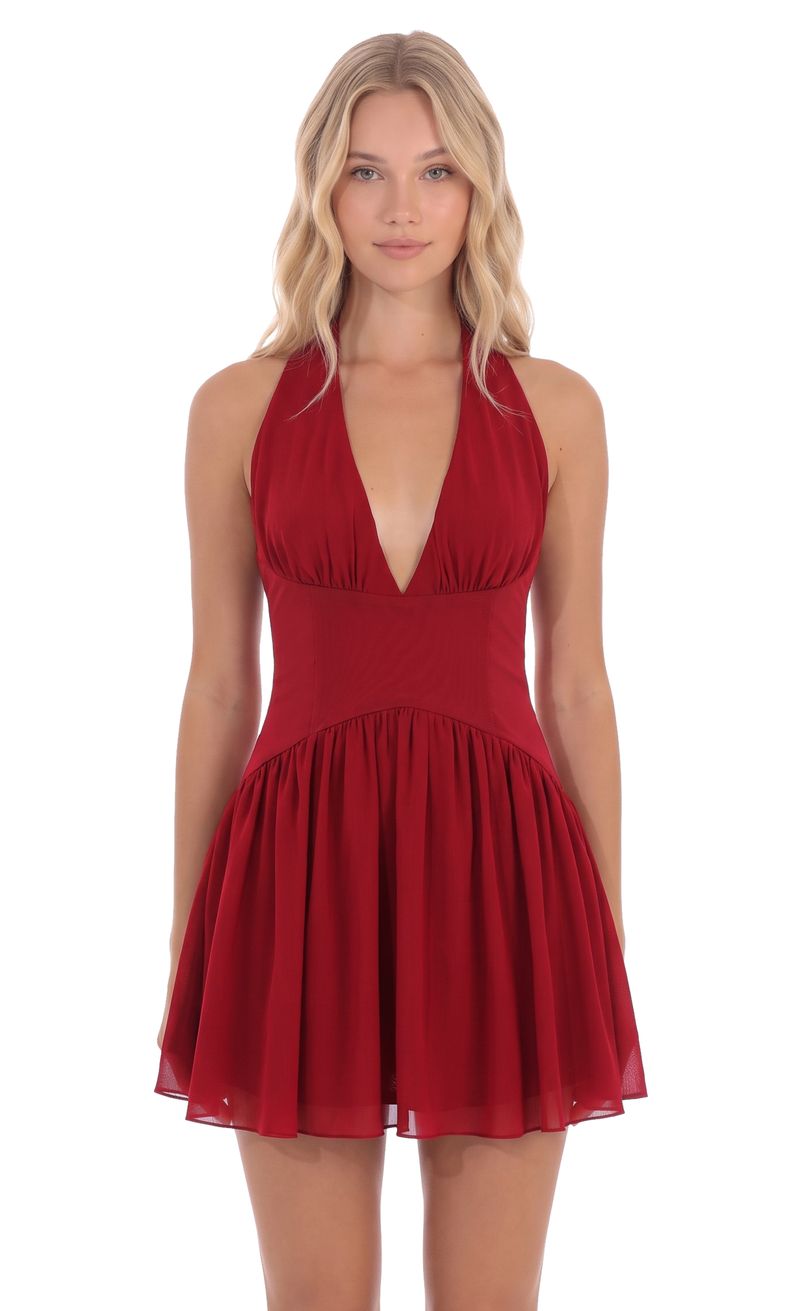 Halter Corset Mini Dress in Red