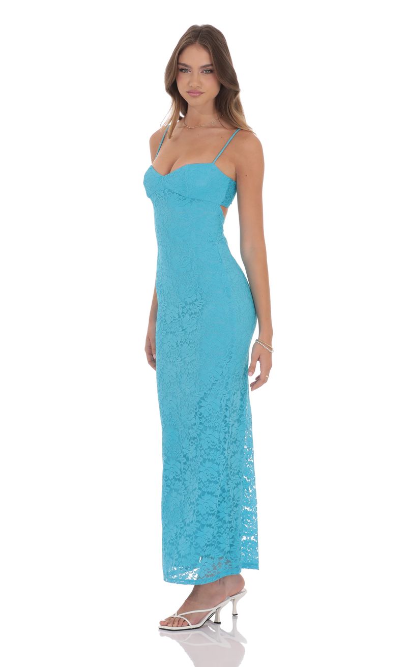fitted lace wedding dress Aqua Maxi Dress with Criss Cross Back main image 0