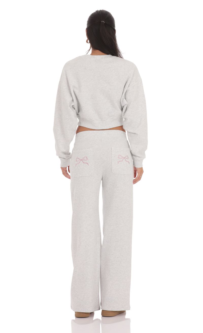 Bow Embroidered Sweatpants in Heather Grey | LUCY IN THE SKY