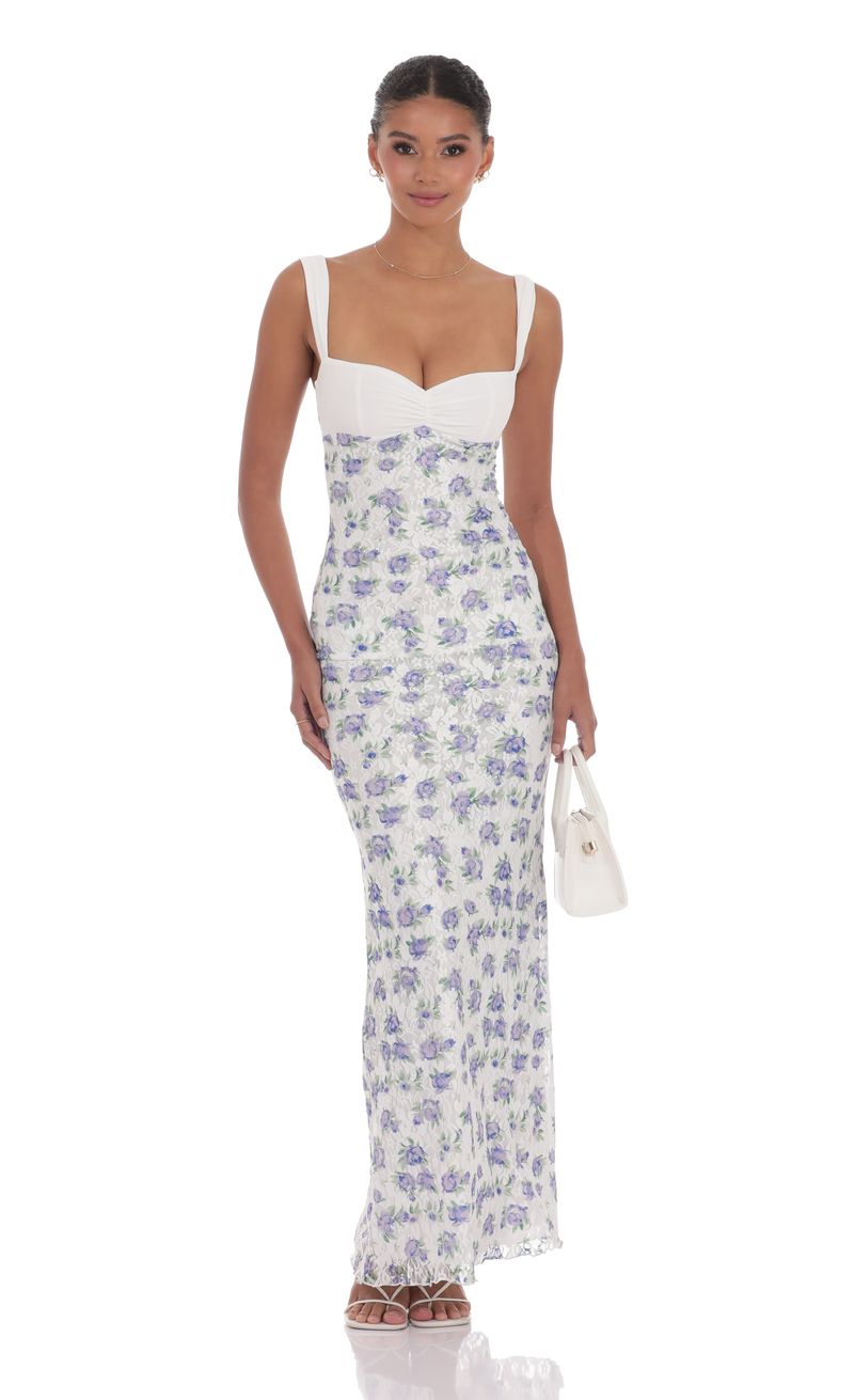 Floral Lace Maxi Dress in White | LUCY IN THE SKY