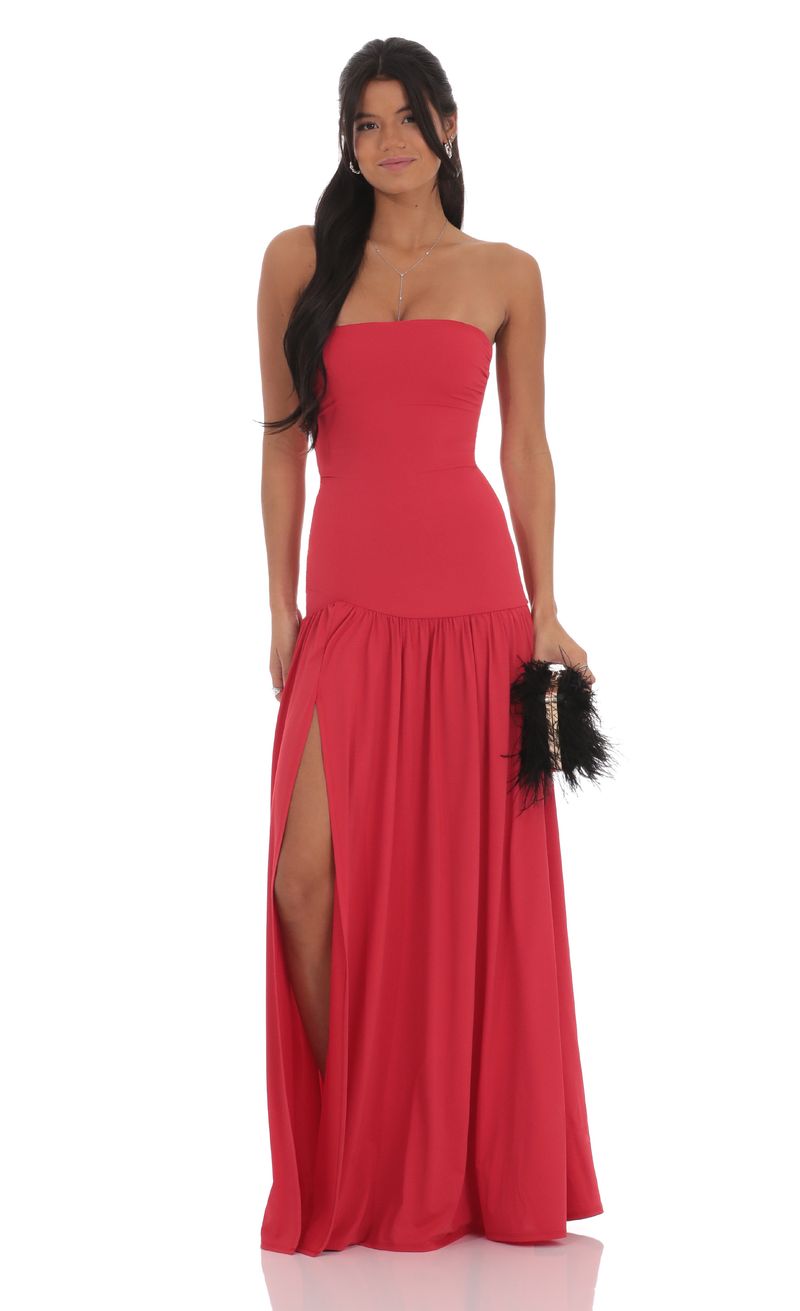 fitted lace wedding dress Penny Lemon Bandeau Drop-Waist Maxi Dress – Club L London main image 1