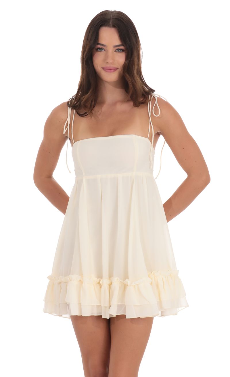 Chiffon Babydoll Dress in Cream | LUCY IN THE SKY